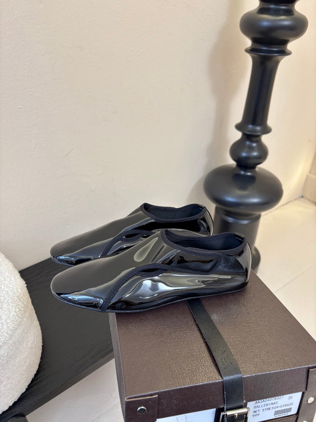 ALAIA 26S FLAT LOAFERS IN BLACK GLOSSY LAMBSKIN