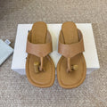 LOEWE 26S TOGGLE FLAT SANDAL IN TAN BROWN CALFSKIN