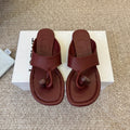 LOEWE 26S TOGGLE FLAT SANDAL IN DARK BROWN CALFSKIN