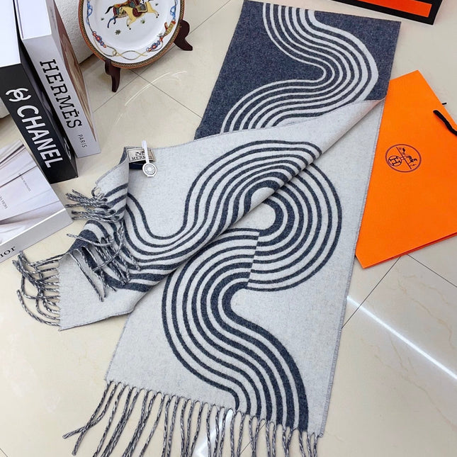 SCARF 180 CM IN SHARK GREY MIX WHITE CASHMERE
