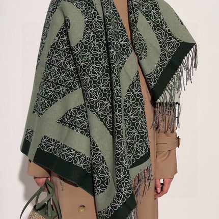 ANAGRAM SCARF 140 CM IN GREEN FOREST WOOL 410214