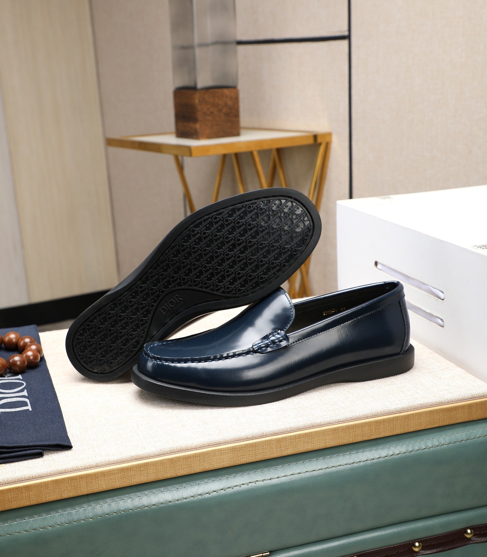 CD RETRO SEWED LOAFER NAVY POLISHED CALFSKIN