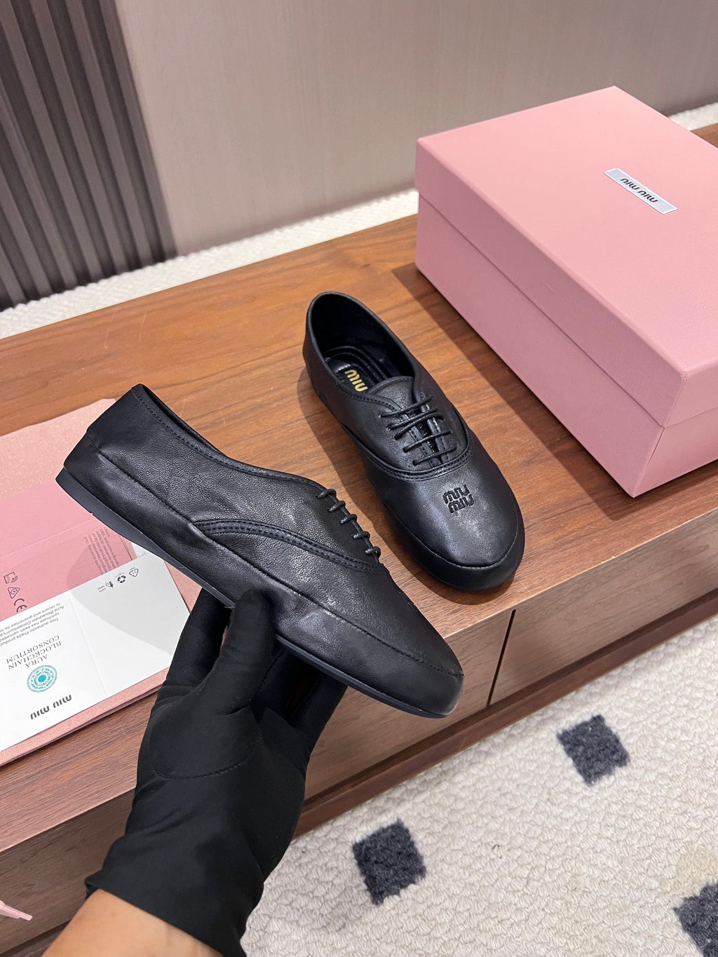 MIUMIU 26S OXFORD IN BLACK LAMBSKIN