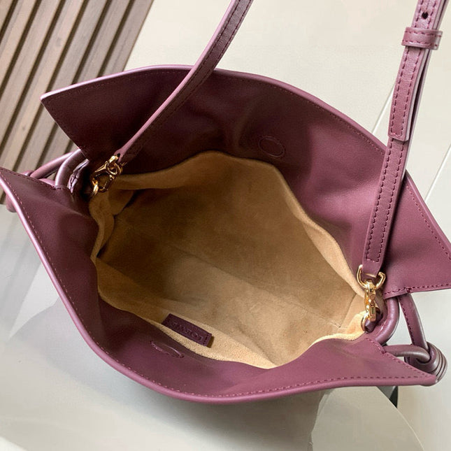 LOEWE 25S MEDIUM FLAMENCO CLUTCH BAG 23 IN DARK ROSEWOOD CALFSKIN