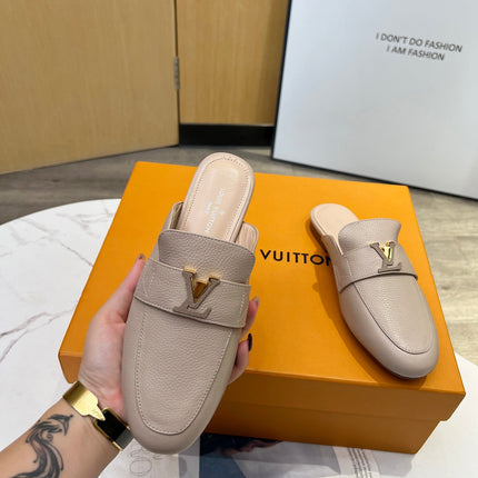 LV 26S MARE OPEN-BACK LOAFERS IN BEIGE GRAINED CALFSKIN