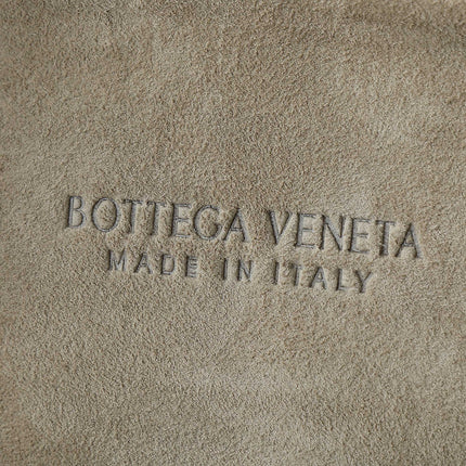 BOTTEGA VENETA 25S SMALL JODIE 36 IN MUTED TAUPE SUEDE GOLD HARDWARE
