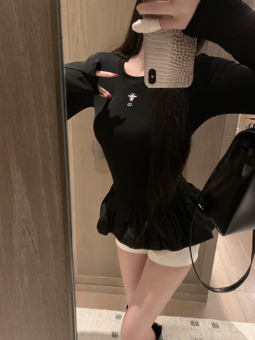 DIOR 25S LONG-SLEEVE PEPLUM T-SHIRT STYLE 186
