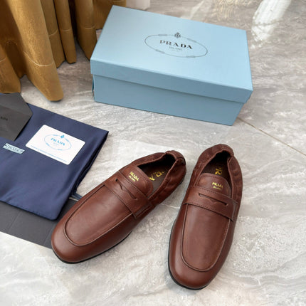 PRADA 25S LOAFERS IN BROWN CALFSKIN