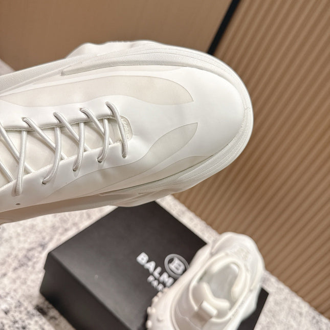 BALMAIN 26S SNEAKERS 60 MM IN WHITE CALFSKIN