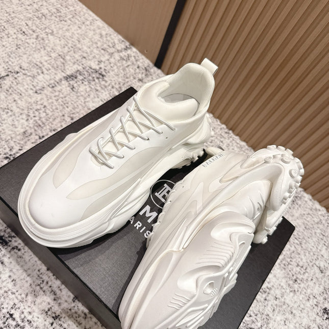 BALMAIN 26S SNEAKERS 60 MM IN WHITE CALFSKIN