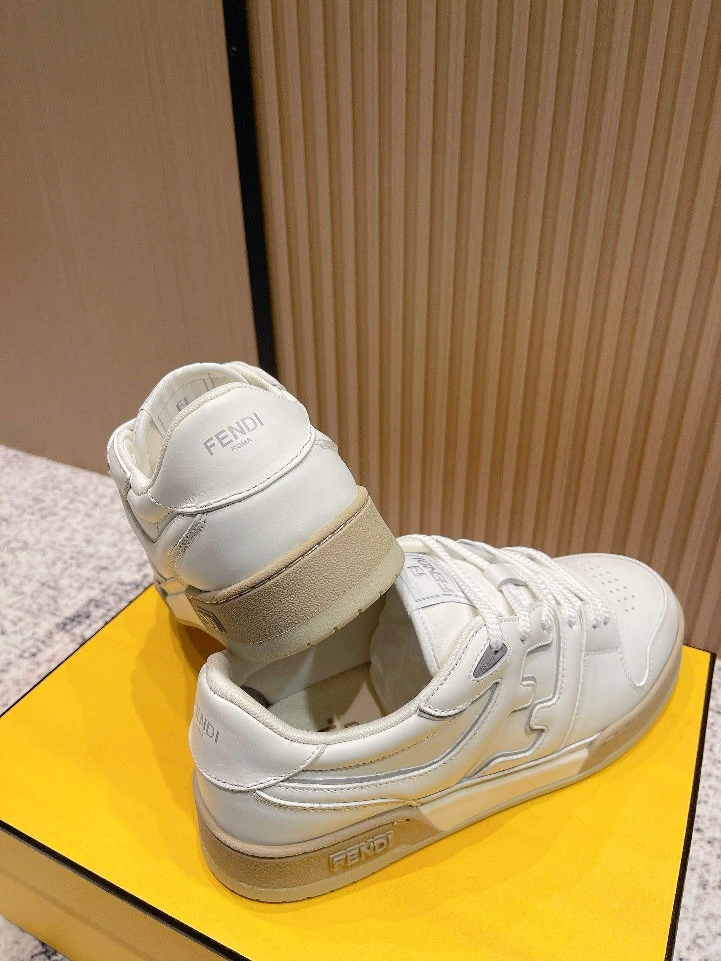 FENDI 25S MATCH SNEAKERS IN CREAM WHITE CALFSKIN STYLE 13
