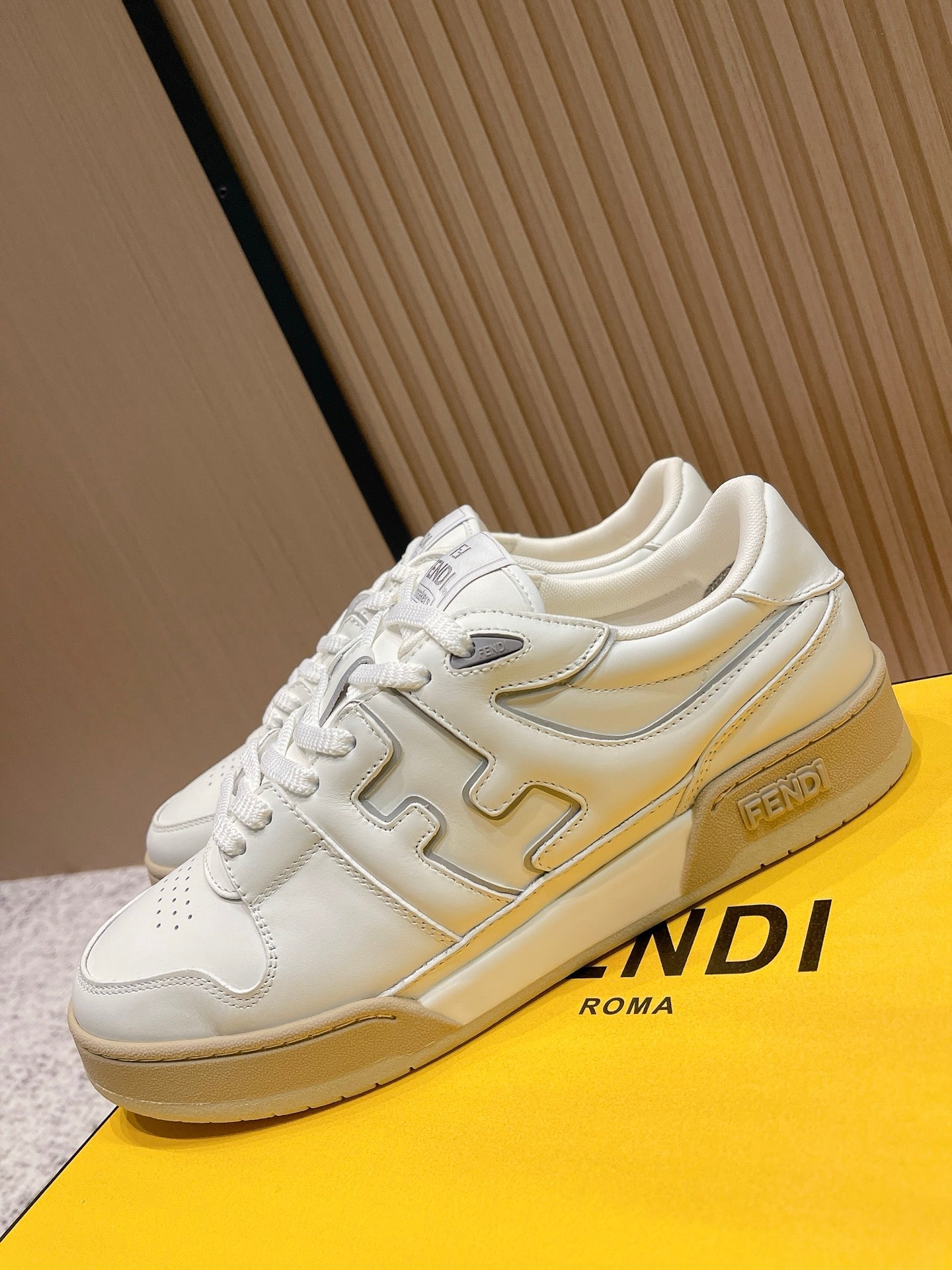 FENDI 25S MATCH SNEAKERS IN CREAM WHITE CALFSKIN STYLE 13