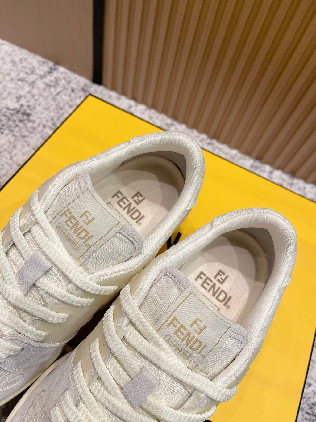 FENDI 25S MATCH SNEAKERS IN BEIGE FABRIC AND SUEDE STYLE 6