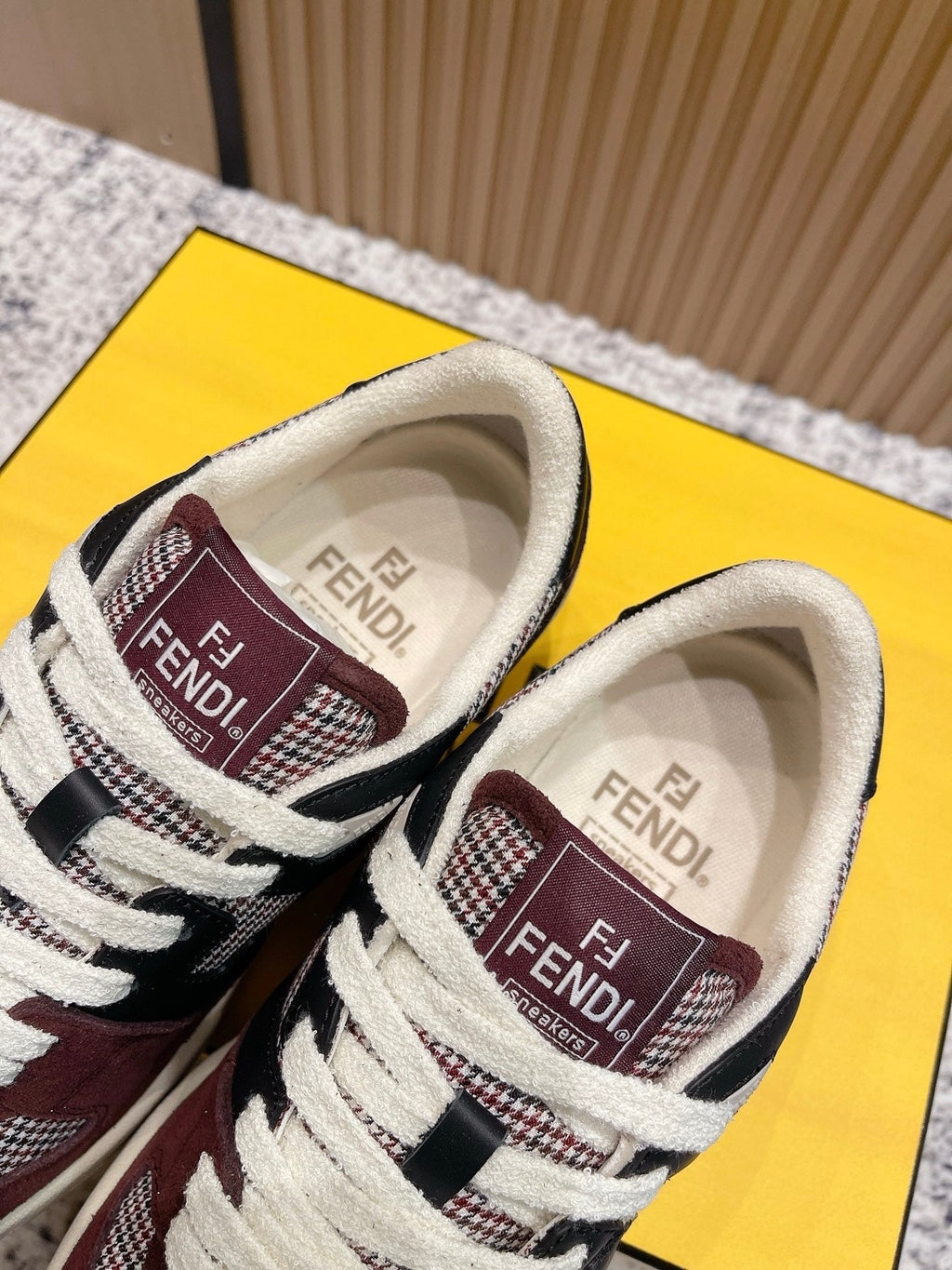 FENDI 25S MATCH SNEAKERS IN RED SUEDE MIX BLACK CALFSKIN STYLE 3