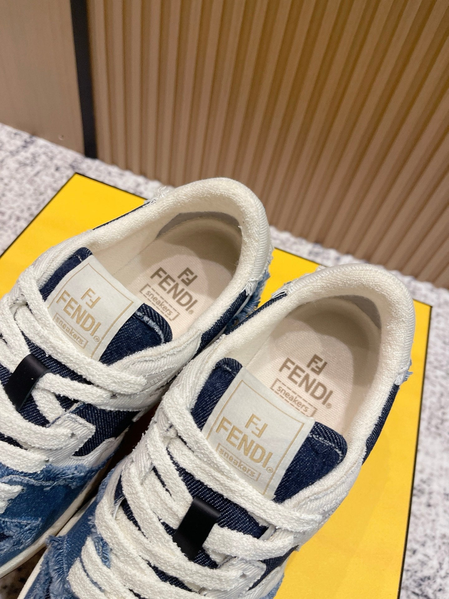 FENDI 25S MATCH SNEAKERS IN BLUE DENIM STYLE 1