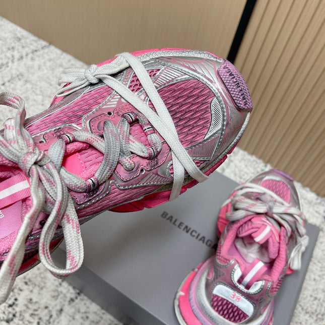 BALENCIAGA 25S 3XL SNEAKERS IN PINK MESH MIX GREY PU LEATHER