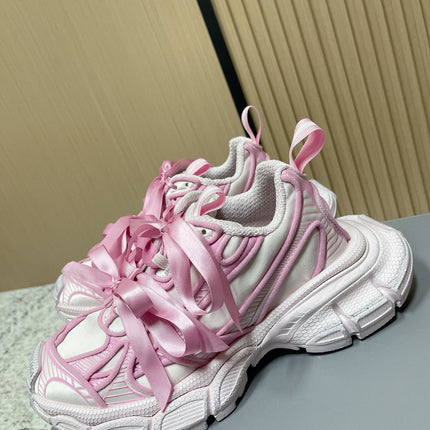 BALENCIAGA 25S 3XL SNEAKERS IN CREAM WHITE MIX PINK PU LEATHER