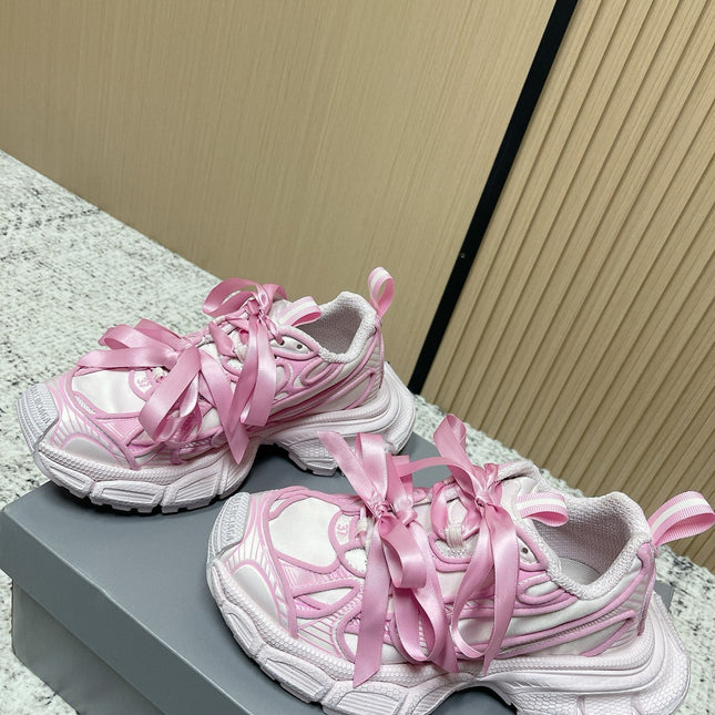 BALENCIAGA 25S 3XL SNEAKERS IN CREAM WHITE MIX PINK PU LEATHER