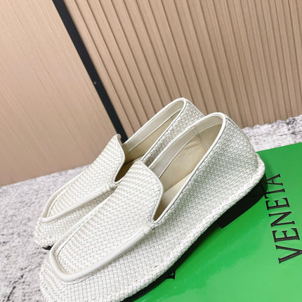BOTTEGA VENETA 26S LOAFERS IN WHITE INTRECCIATO CALFSKIN