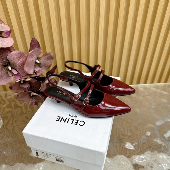 JUDY DOUBLE STRAP MARY JANE SLINGBACK 35MM IN CURRANT RED CALFSKIN