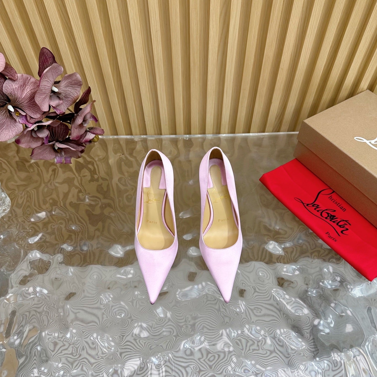 BELLAROSE KATE PUMPS 110MM IN BABY PINK CREPE SATIN