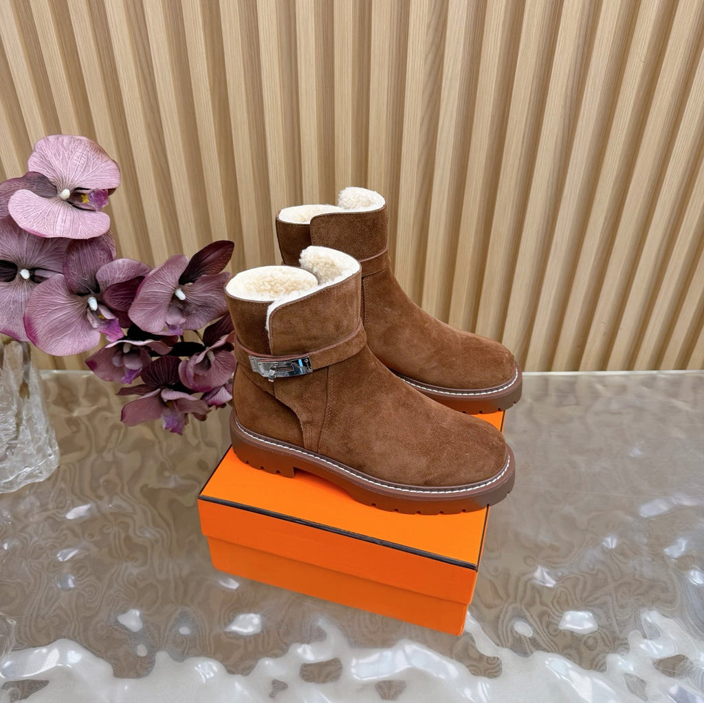 HM KELLY BOOT IN BRONZE BROWN SUEDE SILVER HARDWARE