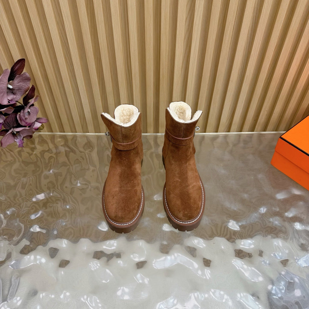 HM KELLY BOOT IN BRONZE BROWN SUEDE SILVER HARDWARE