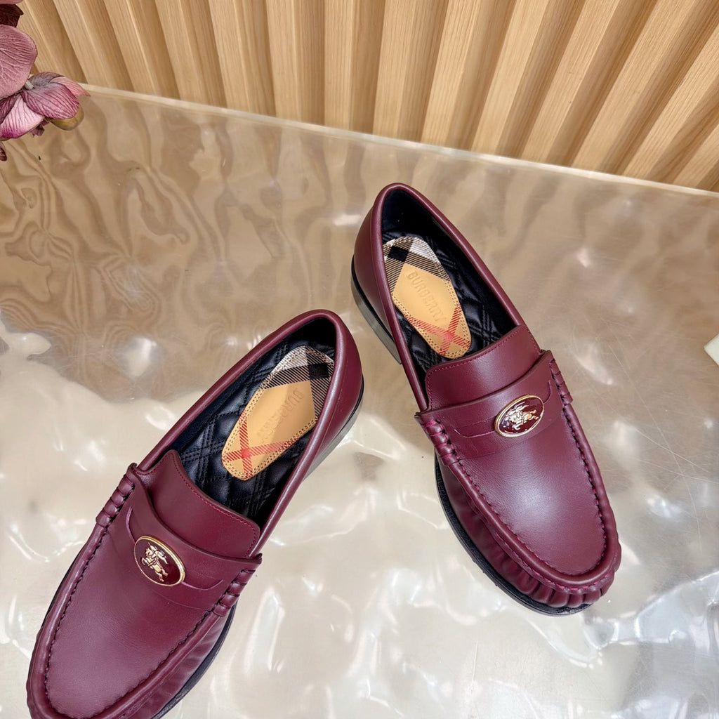 BURBERRY 26S LOAFERS IN DARK RED CALFSKIN