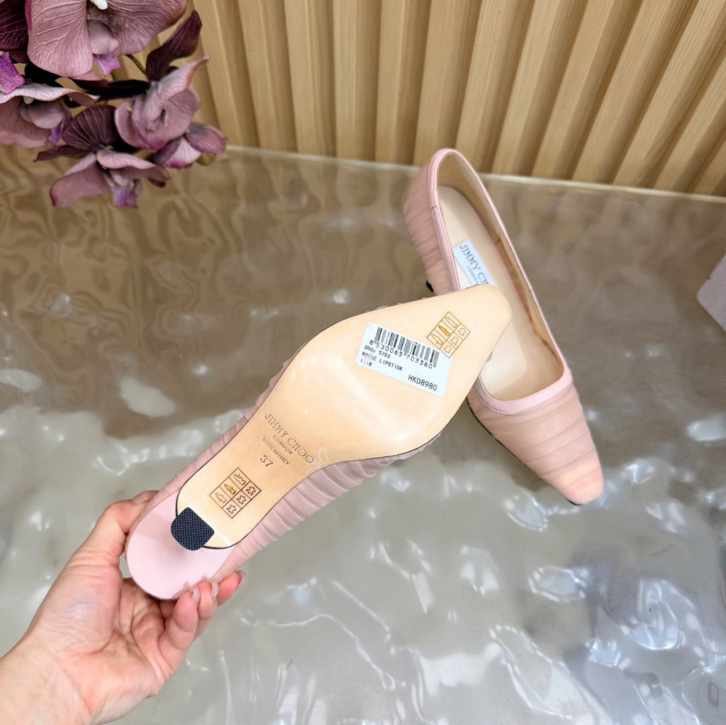 JIMMY CHOO 26S HIGH HEELS 85 MM IN LIGHT PINK MESH