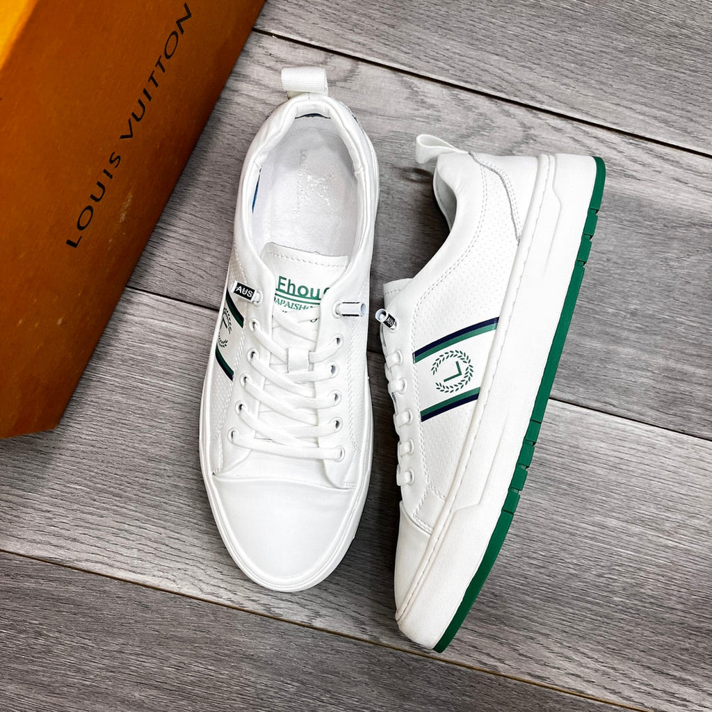 LV TRAINER WHITE AND GREEN CALFSKIN