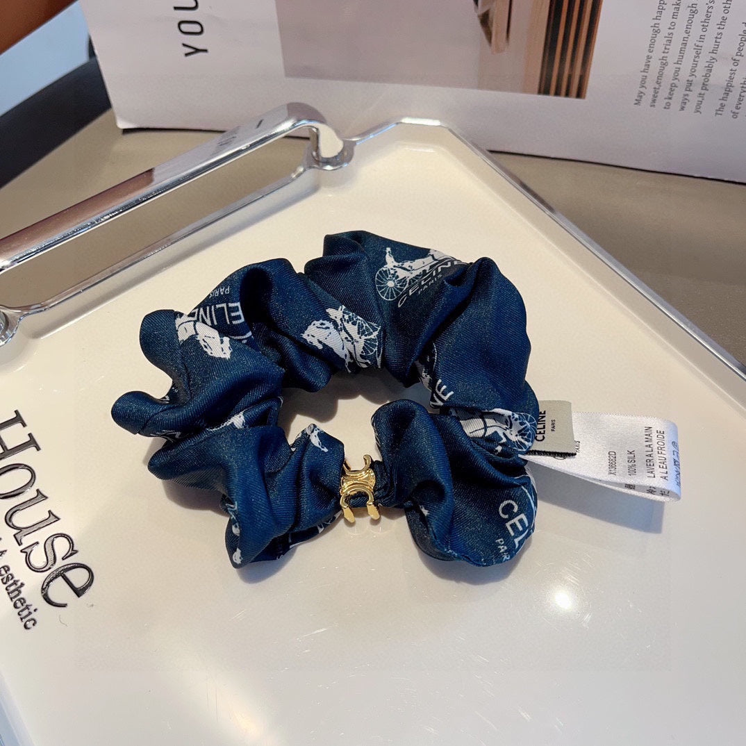 NAVY BLUE WRINKLED FABRIC SCRUNCHIE 417308