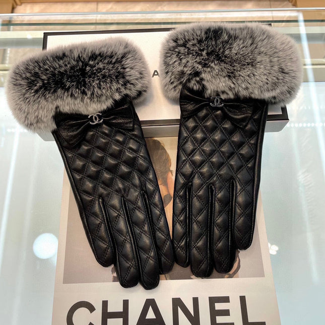 GLOVES IN BLACK LAMBSKIN WITH RABBIT FUR 463833