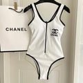 CC BIKINI SWIMSUIT SET IN WHITE AND BLACK TRIM 604254