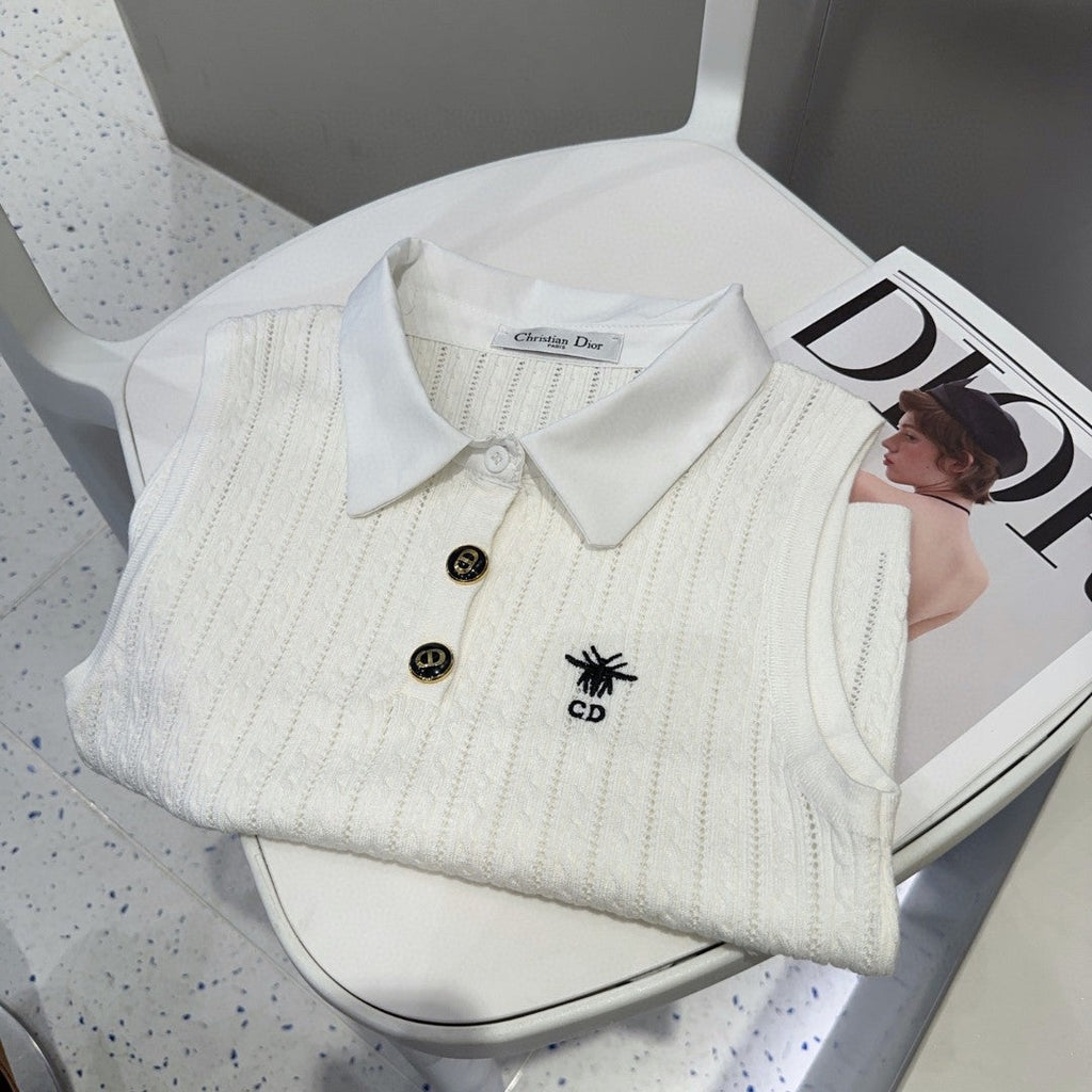 POLO TANK TOP 610337 IN WHITE COTTON RIBBED