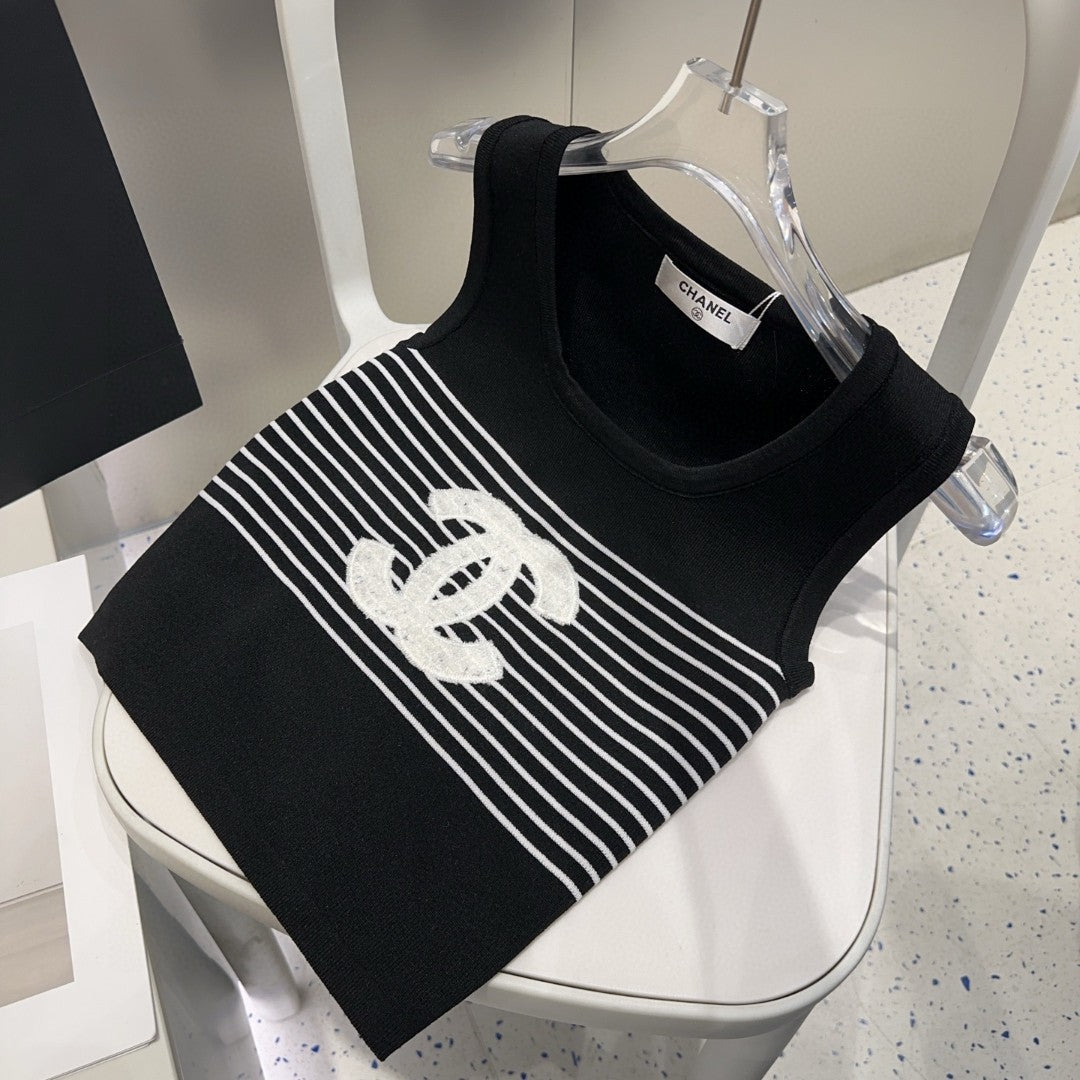TANK TOP 633198 IN BLACK AND WHITE COTTON