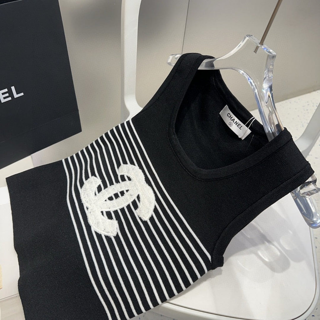 TANK TOP 633198 IN BLACK AND WHITE COTTON
