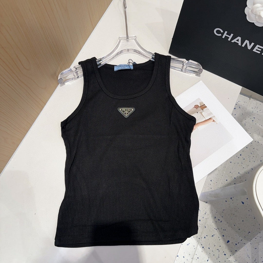 CAMISOLE 624506 IN BLACK COTTON RIBBED