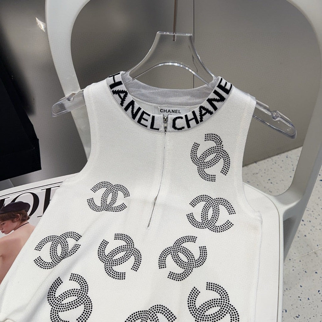 TANK TOP 625959 IN WHITE COTTON RIBBED EMBOSSED LOGO