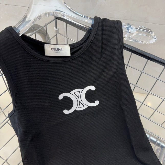 TANK TOP 627696 IN BLACK COTTON RIBBED