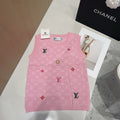KNITTED VEST 633193 IN PINK WOOL MUTILCOLOR LOGO