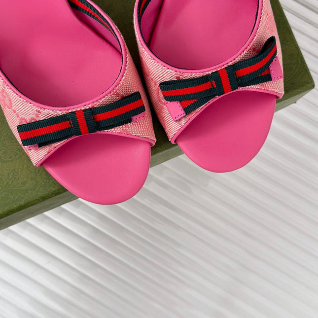 GG Vintage High Heel Slippers Pink