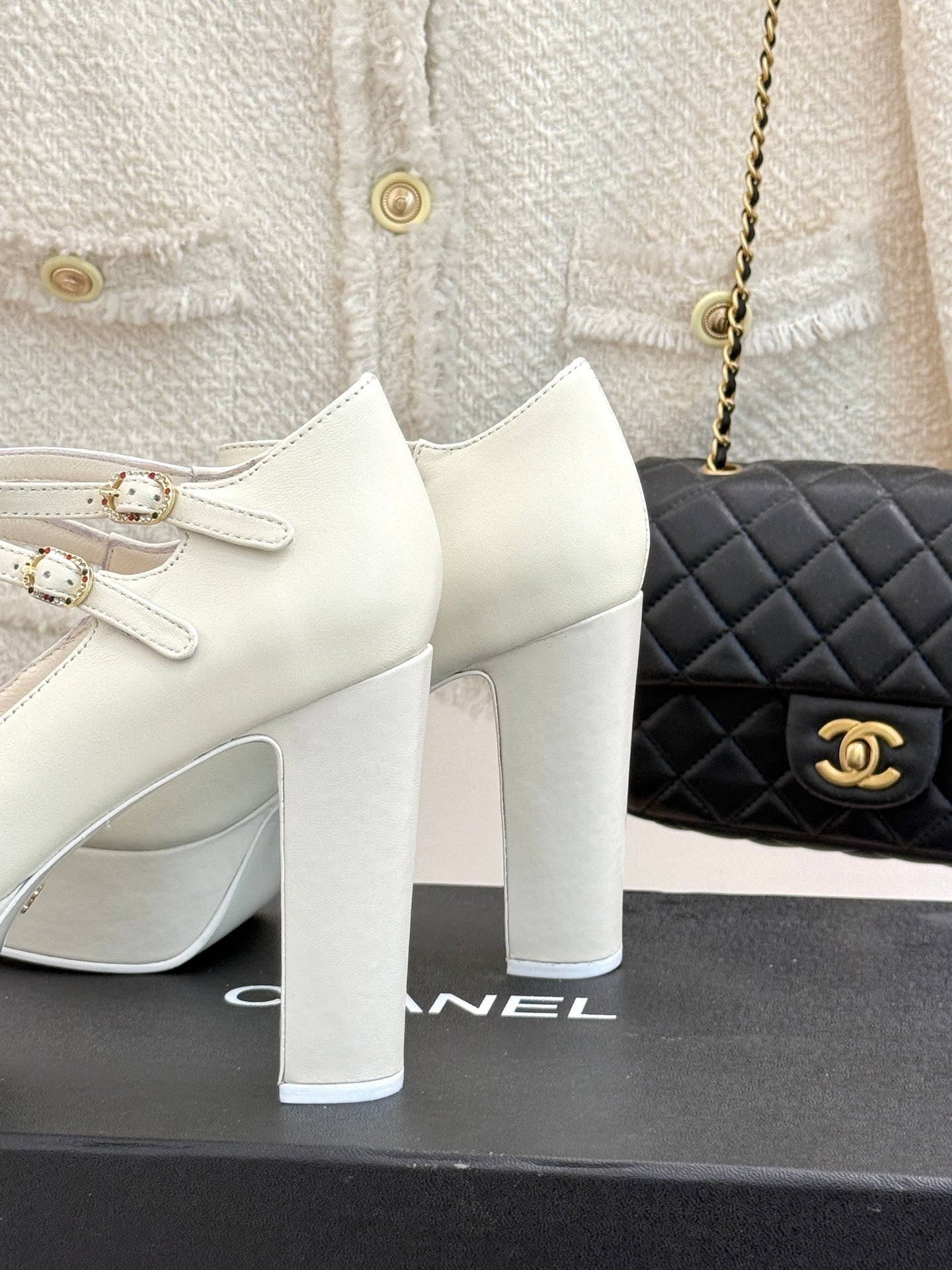 FLATFORM SANDAL 110 MM IN WHITE CALFSKIN