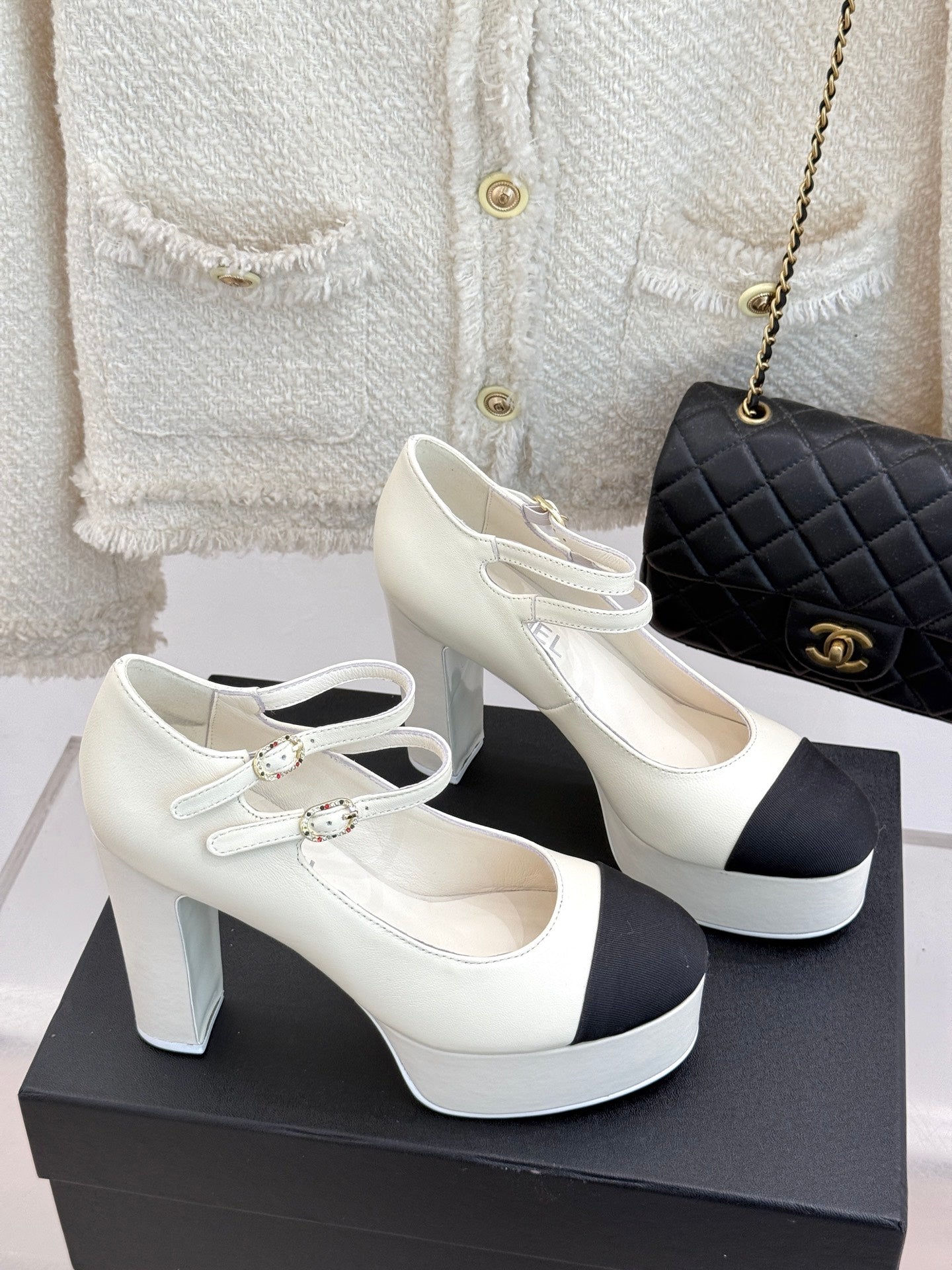 FLATFORM SANDAL 110 MM IN WHITE CALFSKIN