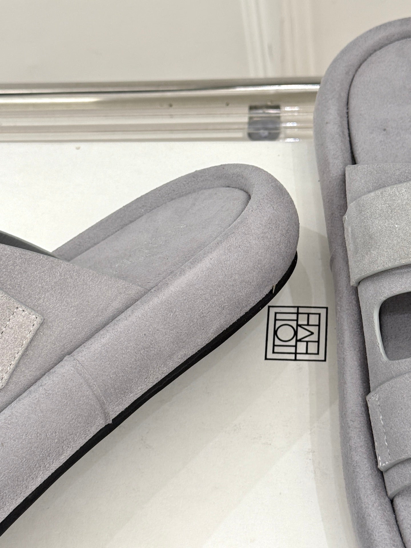 HYBRID SLIDE TWO STRAPS IN GREY SUEDE