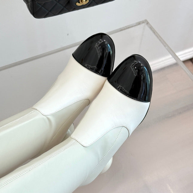 CC PEARL HIGH BOOTS IN WHITE CALFSKIN
