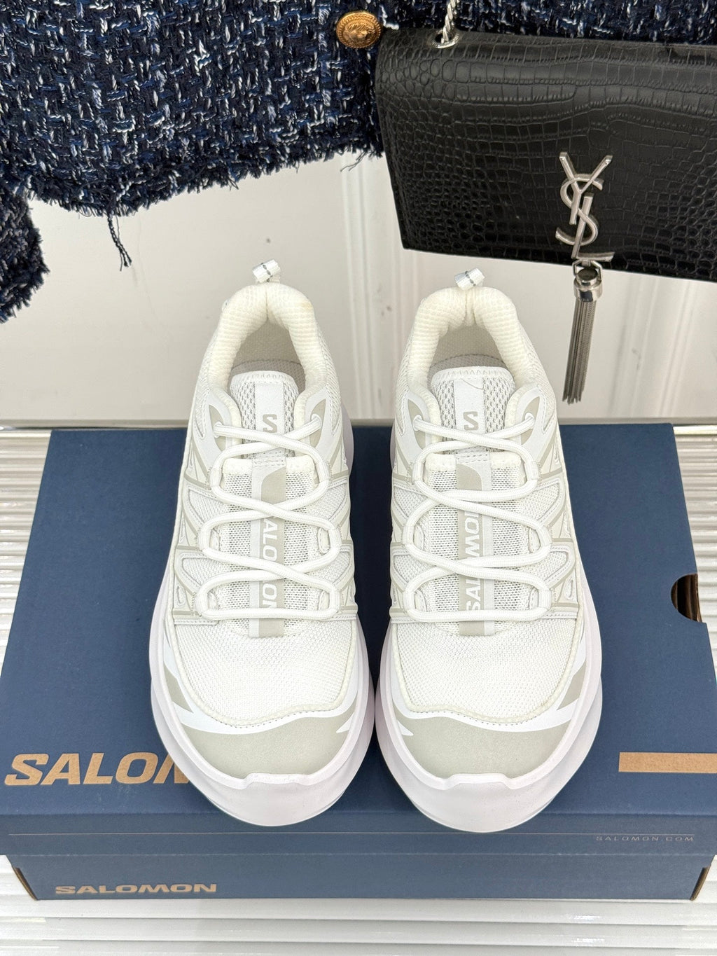 ALO 25S SALOMON XT-6 SNEAKER IN WHITE MESH FABRIC AND TPU STYLE 6