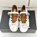 ALAIA 26S MARY JANE FLATS IN WHITE LAMBSKIN WITH BOW