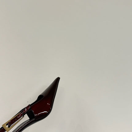 LEE SLINGBACK PUMPS 75 MM IN BURGUNDY RED PATENT CALFSKIN