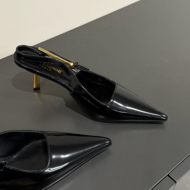 LEE SLINGBACK PUMPS 75 MM IN BLACK PATENT CALFSKIN