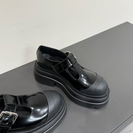 PLATFORM PATCHWWORK MARY JANE IN BLACK PATENT CALFSKIN